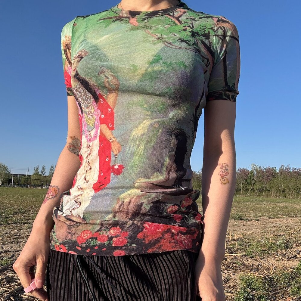 Jean Paul Gaultier green mesh top size M